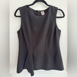 Anne Klein Black Peplum Asymmetrical Sleeveless Top Size 10